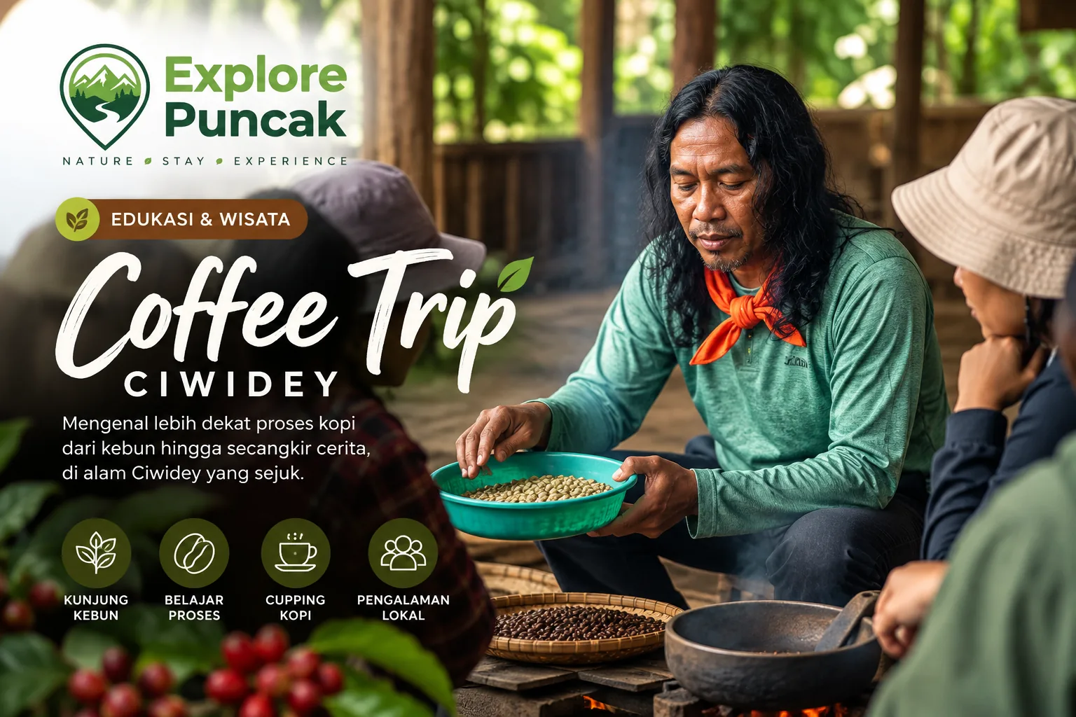 Coffee Trip Ciwidey Explore Puncak, pengalaman edukasi kopi lokal bersama pemandu di kawasan Ciwidey.