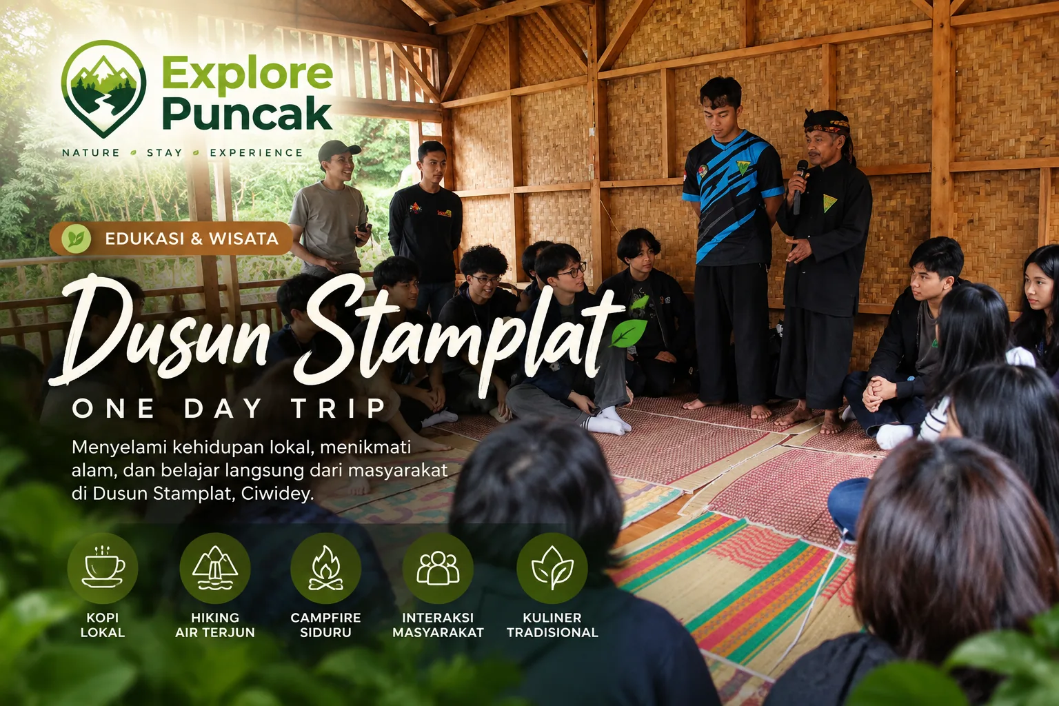 Dusun Stamplat One Day Trip Explore Puncak, pengalaman wisata lokal dan edukasi masyarakat di Ciwidey.