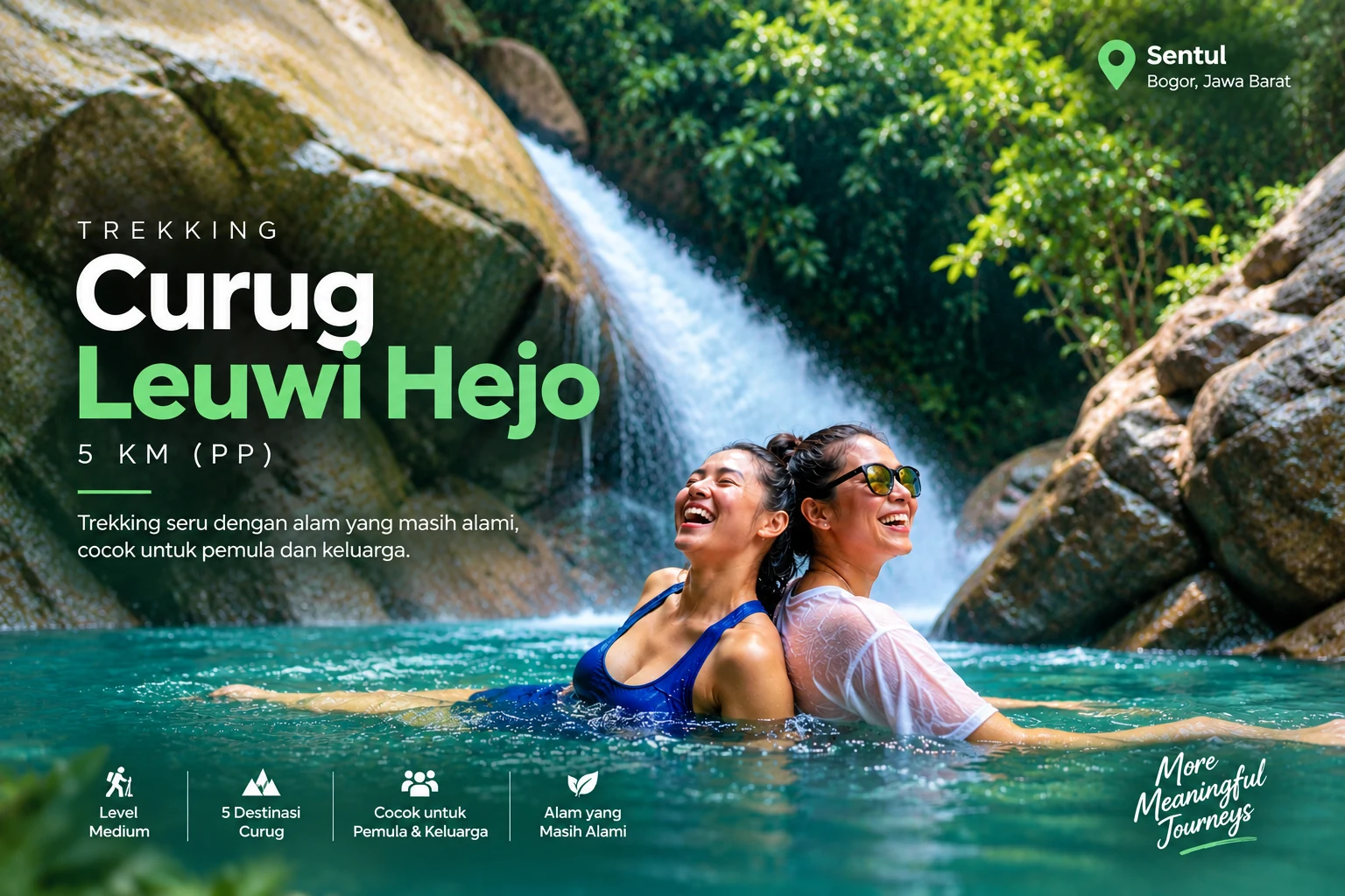 Trekking Leuwi Hejo 5 KM di Sentul dengan jalur sungai dan curug