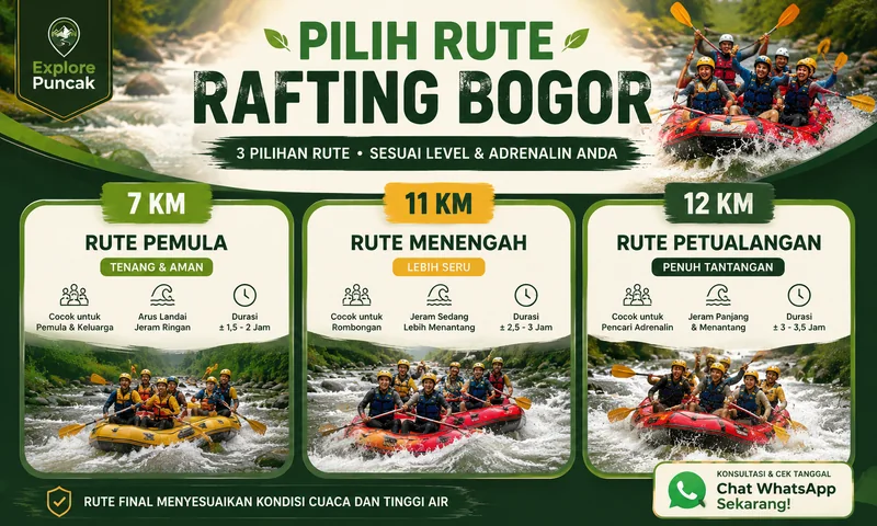 Pilihan rute rafting Bogor 7 11 dan 12 kilometer