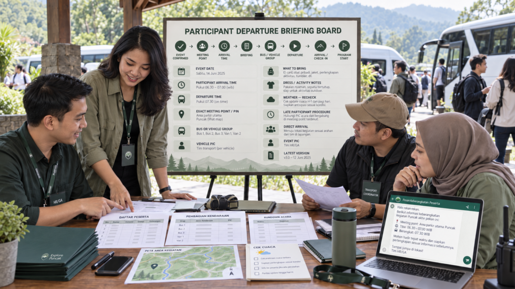 Media pendukung — Template Informasi Keberangkatan untuk Peserta Outing ke Puncak