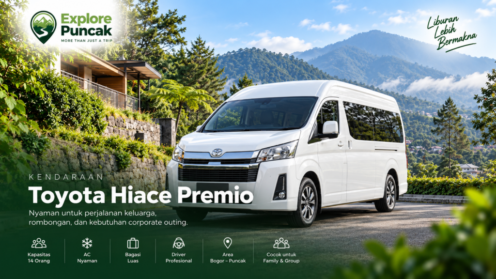 Toyota Hiace Premio untuk sewa kendaraan area Bogor