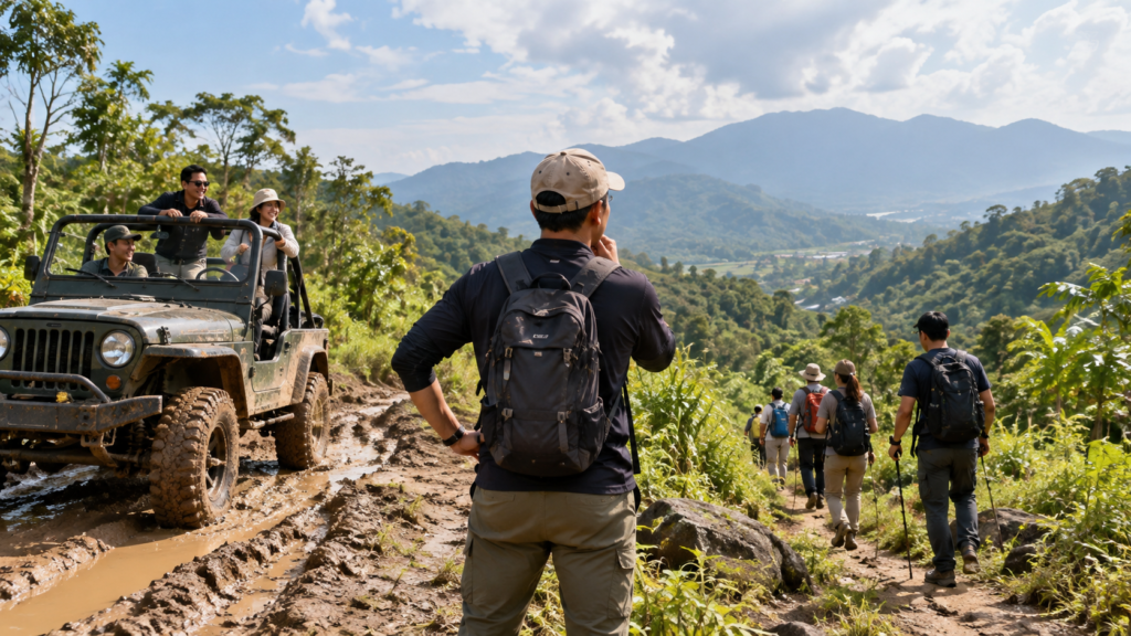 Perbandingan offroad vs trekking Sentul Bogor untuk memilih aktivitas outdoor sesuai profil rombongan