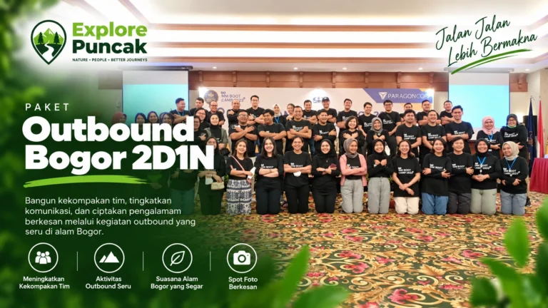 Paket Outbound Bogor 2D1N Explore Puncak untuk corporate gathering dan team building dengan aktivitas outbound di Bogor.